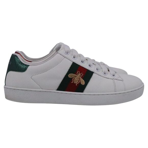Gucci Ace Sneakers with Bee in White Leather - Picture 1 of 10